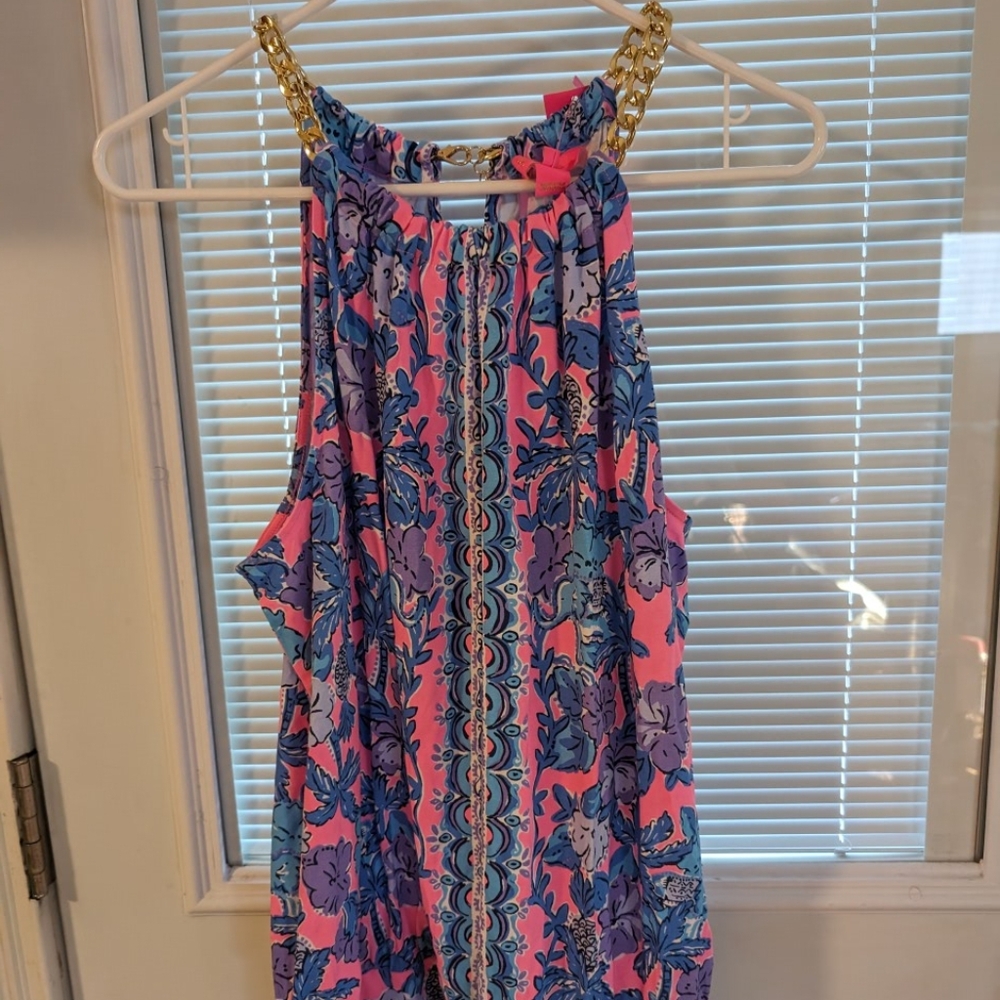 Lily Pulitzer top Soleil Pink Palm Paradise Engineer